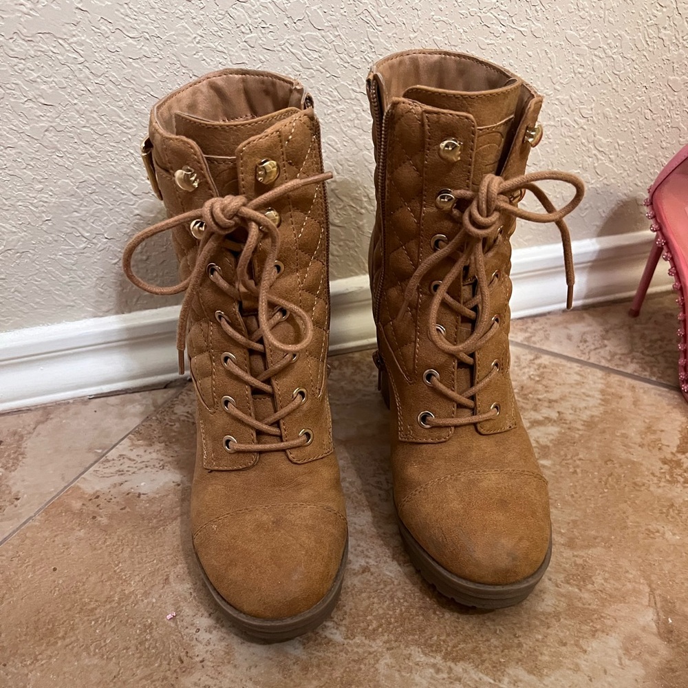 Camel Color Combat Boot Heels From Guess - image 2